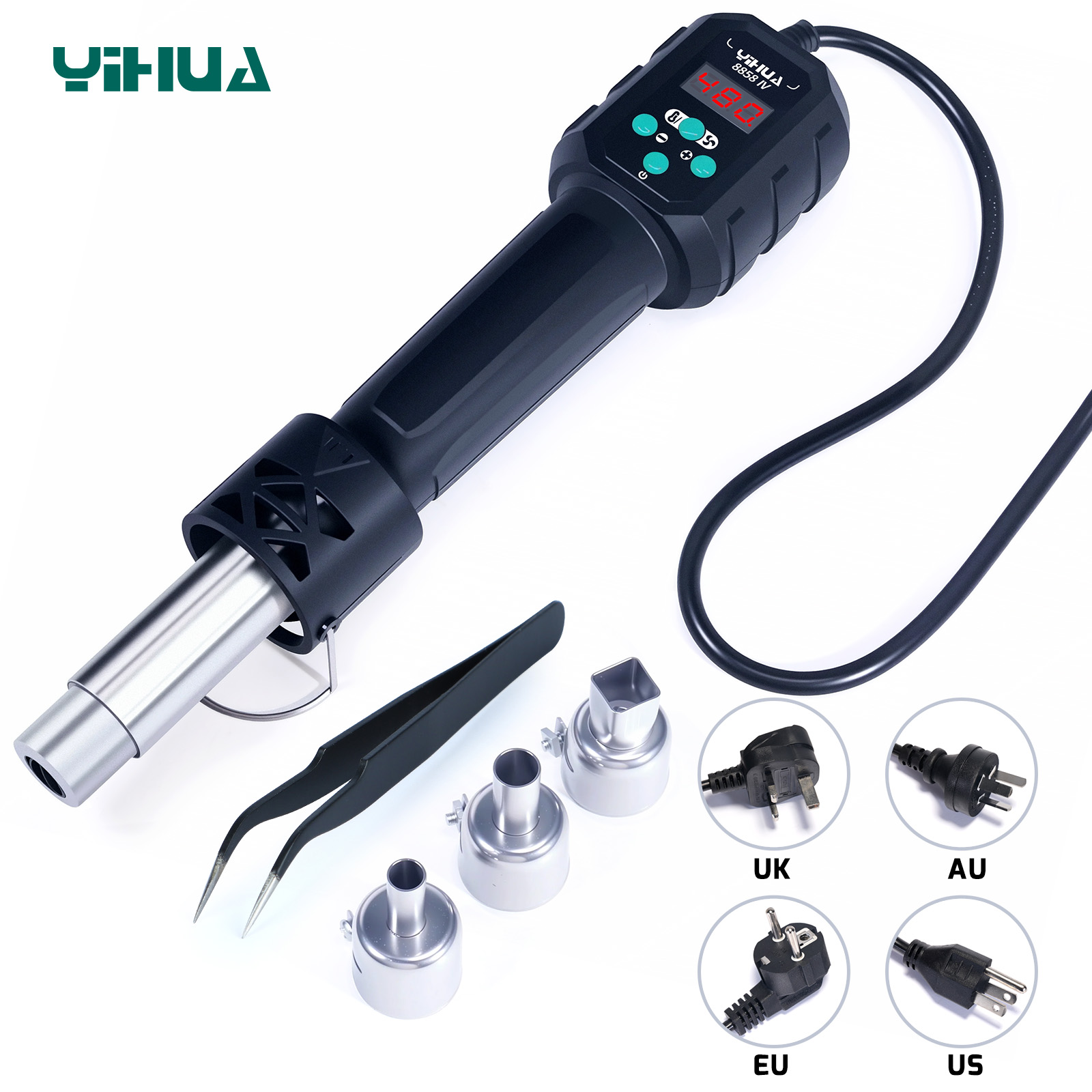 Heat Gun Variable - YIHUA ホットエアガン温度調整可能 8858-IV 700 ワットはんだリワーク溶接ステーション LCD