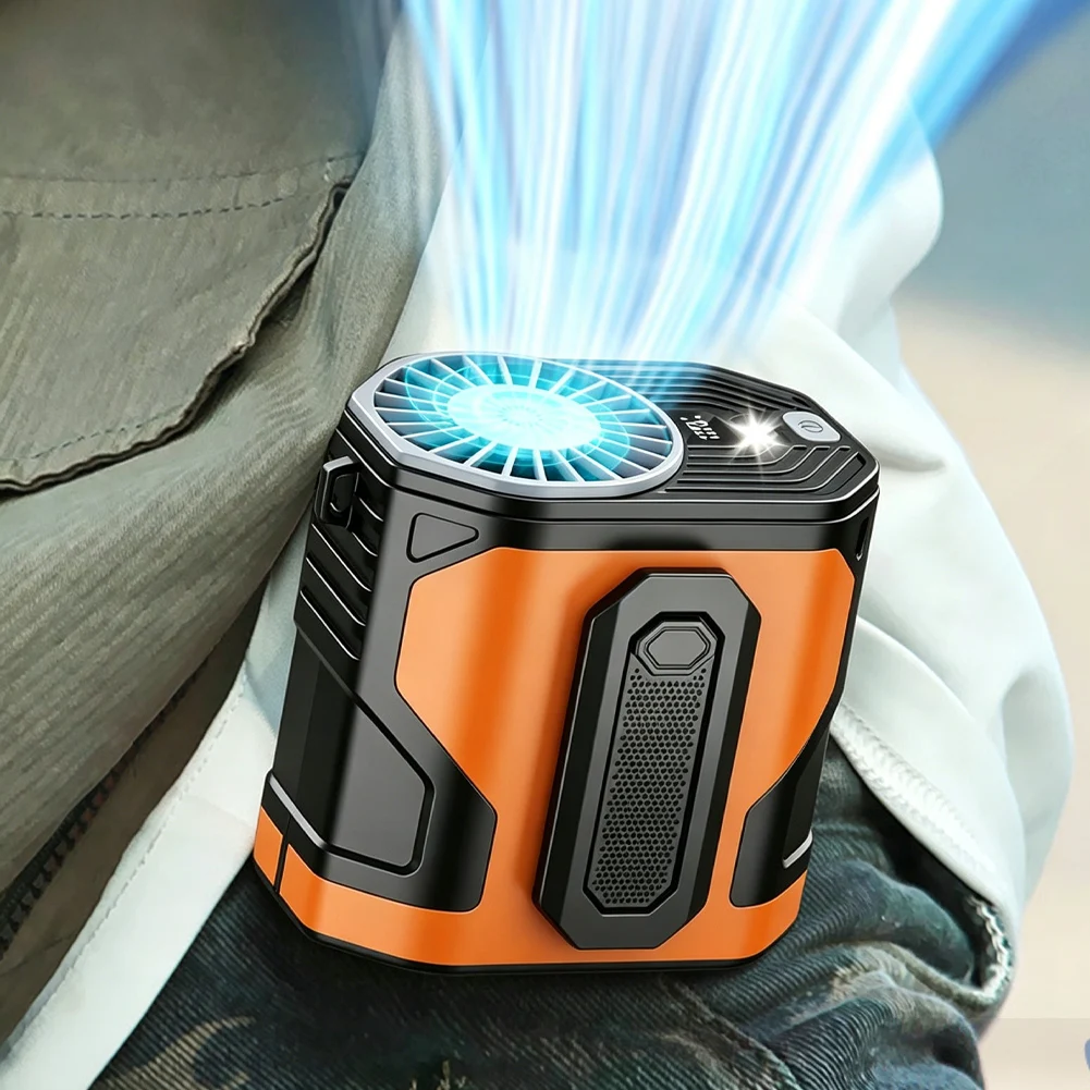 Power Tools For Construction Work - ポータブル USB ウエストネックファン 23C 冷却金属ハウジング懐中電灯付き屋外作業キャンプ建設現場電動工具用