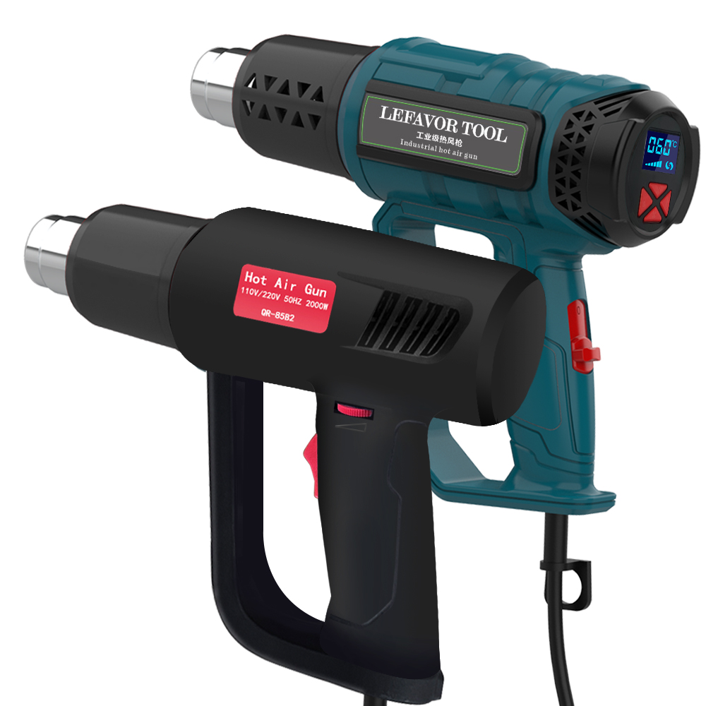 Heat Gun Variable - LEFAVOR 2000W電動ホットエアガン 220V 工業用デュアル風速温度制御式 ビルディング/ヘアドライヤー ヒートガンノズル