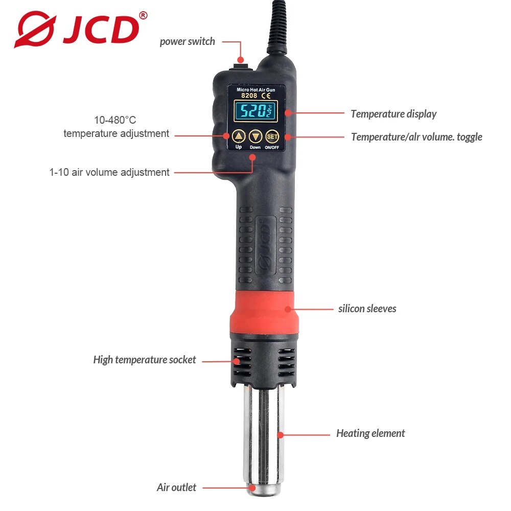 Jcd-マイクロホットエアガン8208 750w、LCDデジ - Heat Gun Variable のレビューと価格